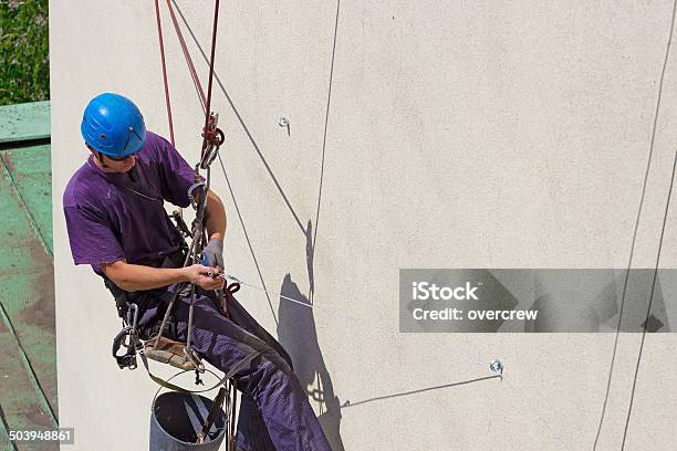 Work At Height Stock Photo - Download Image Now - Rope Access Technician, Skyscraper, Adult