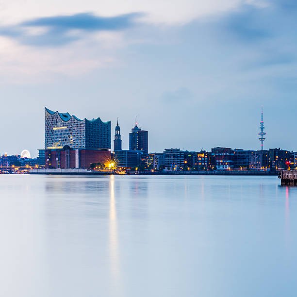 Hamburg landmarks Hamburg skyline with landmarks. elbe river stock pictures, royalty-free photos & images