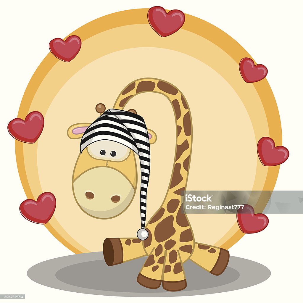 Giraffe with hearts Cute Giraffe in hat with hearts Animal stock vector