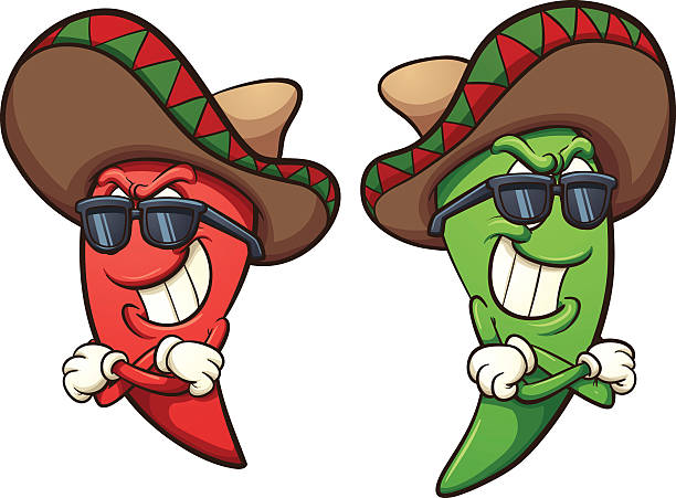 ilustraciones, imágenes clip art, dibujos animados e iconos de stock de mexicana chili peppers - guindilla