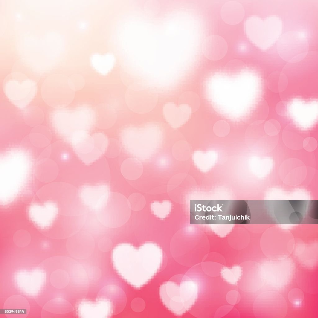 Abstract romantic background with hearts and bokeh lights Abstract romantic background with hearts and bokeh lights. Pink background. St.Valentine's day wallpaper. Blurred soft backdrop. Vector illustration. EPS10 Abstract stock vector