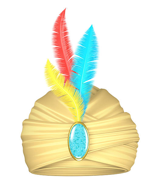 istock Beige turban with feathers 503950186