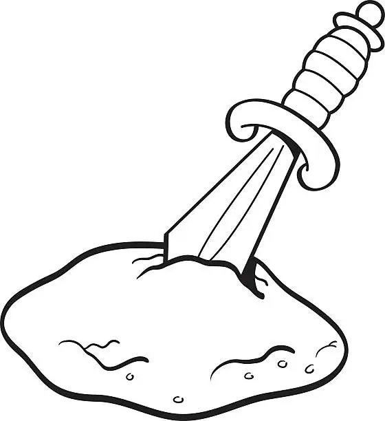 Vector illustration of Cartoon Sword in a Stone