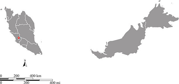 malezja mapę szkic wektor z wagi kilometrów i kilometry. - terengganu stock illustrations