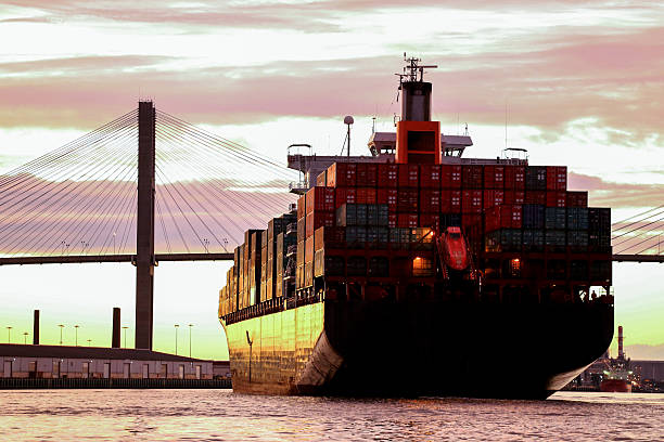 istock Big merchant ship on the Savannah River, USA. 503951036