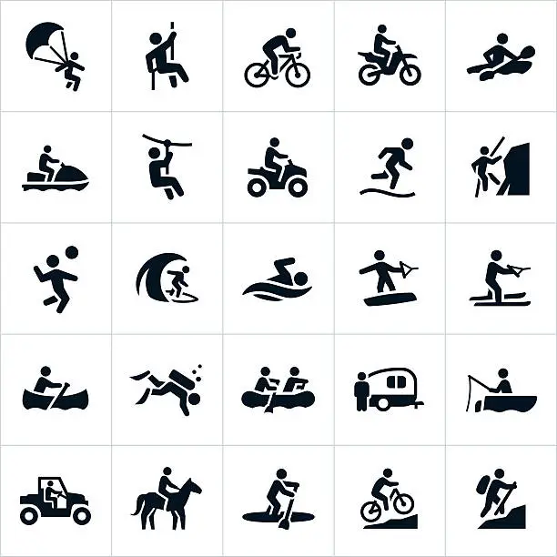 Vector illustration of Outdoor Summer Recreation Icons