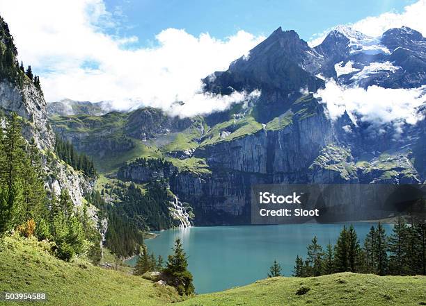 Bleu Waters Of The Oeschinensee Lake In Switzerland Stock Photo - Download Image Now