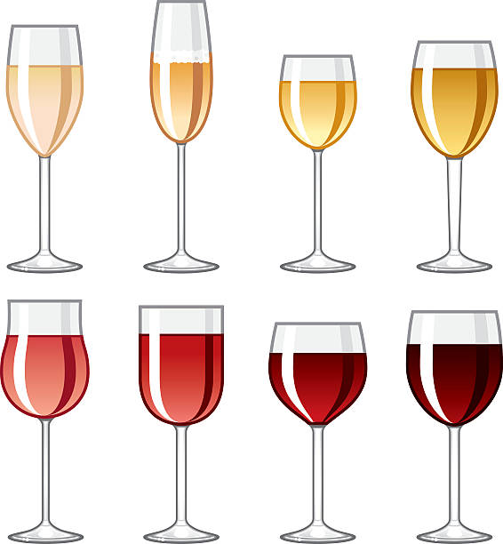 와인 글래스 아이콘 세트 - wineglass wine glass red wine stock illustrations