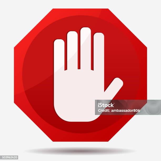 Stop Hand Sign Stock Illustration - Download Image Now - Stop Sign, Human Hand, Symbol