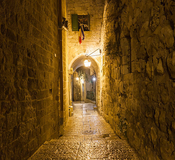 istock Old town streets at night. Jerusalem, Israel. 503978240