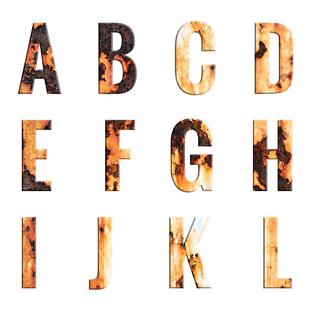 istock Alphabet and number on Grungy Rusted Steel texture 503980904