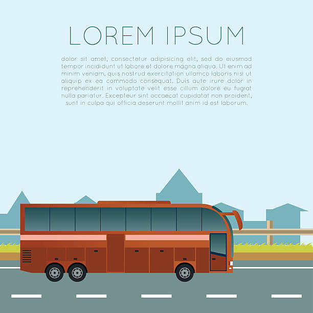 Bus trip banner Vector image of a banner of trip by bus coach background stock illustrations