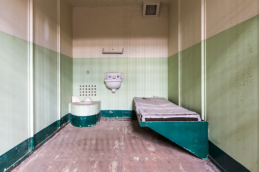 Cell at the notorious Alcatraz prison close to San Francisco