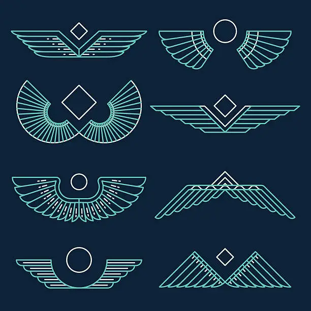 Vector illustration of Wings template vector illustration linear style