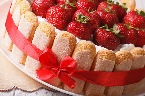 istock strawberry cake with mascarpone and Savoiardi closeup. Horizonta 503988994