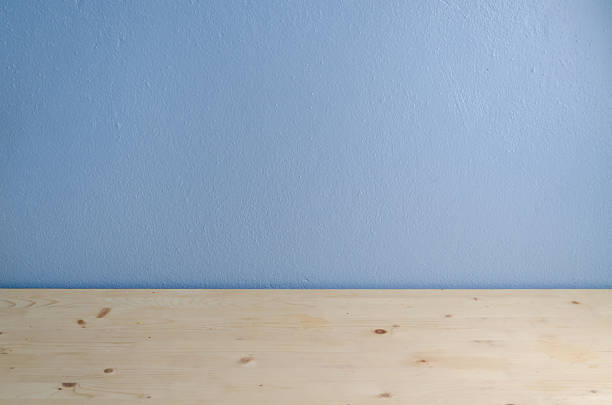 istock Office desk floor and blue cement background. 503990008