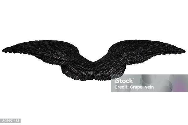 Black Wings On White Stock Photo - Download Image Now - Angel, Black Color, Cut Out