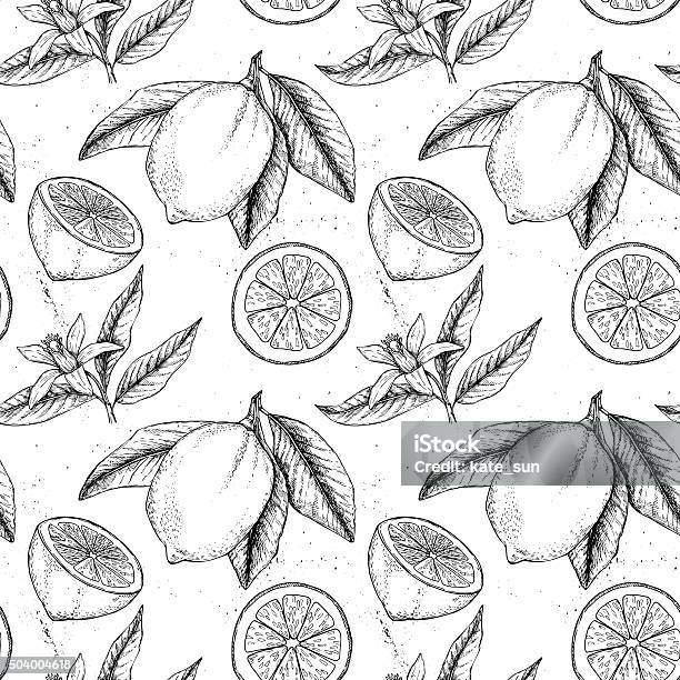 Hand Drawn Vector Seamless Pattern Collections Of Lemons Stock Illustration - Download Image Now