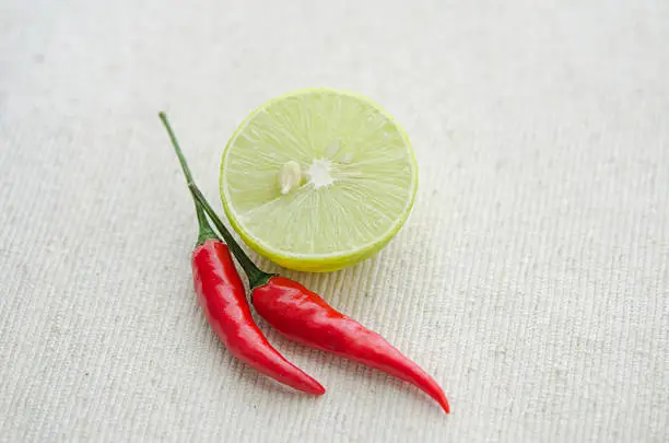 Limes and chilli peppers