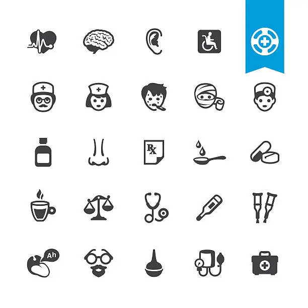 Vector illustration of Healthcare, Medicine and Therapy related vector icons