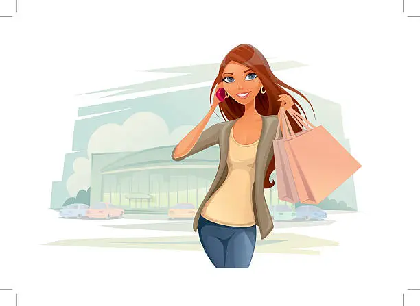 Vector illustration of The Woman Shopper