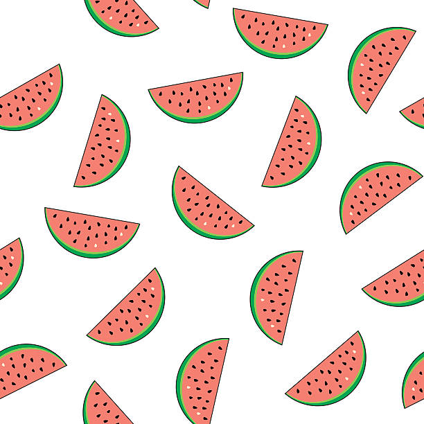 Vector seamless pattern of watermelon white background vector art illustration