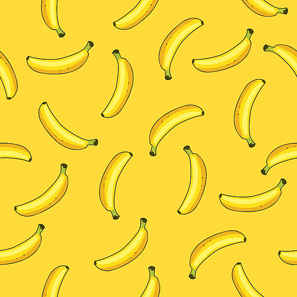 Vector seamless pattern of bananas on yellow background vector art illustration