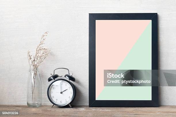 Frame And Clock In Pantone Color Stock Photo - Download Image Now - Backgrounds, Book, Business