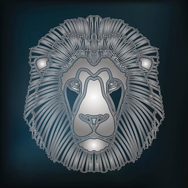 istock Silver lion portrait, zodiac Leo sign 504015320