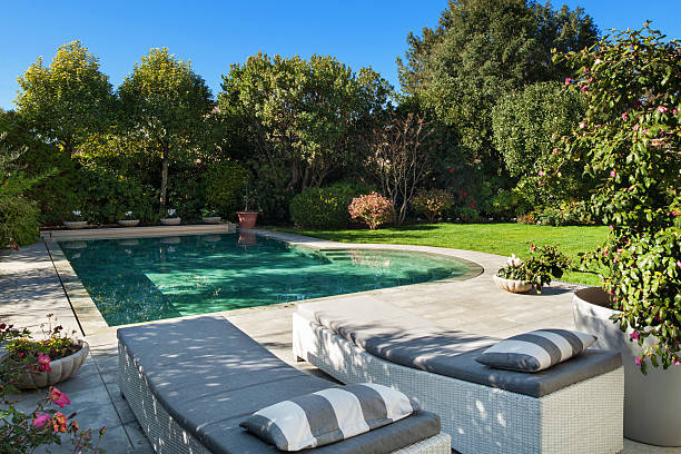istock Exterior, garden with pool 504015578