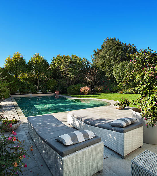 istock Exterior, garden with pool 504016588