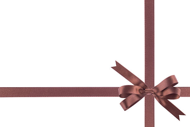 istock Brown ribbon with a bow on  white background 504031221