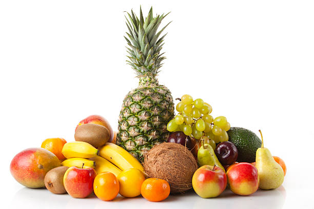 istock Exotic fruits isolated on white 504032215