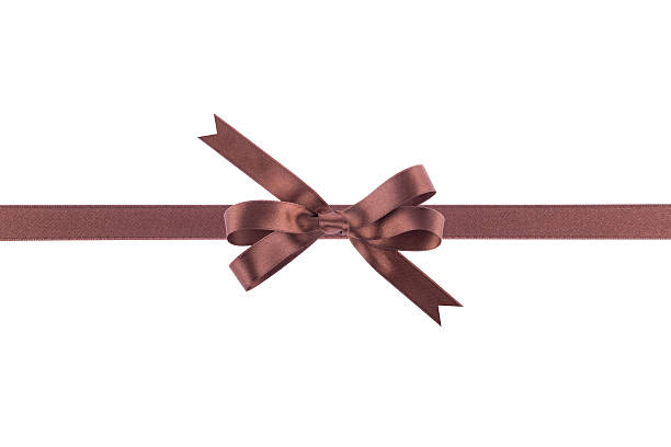 istock Brown ribbon with a bow on  white background 504033229