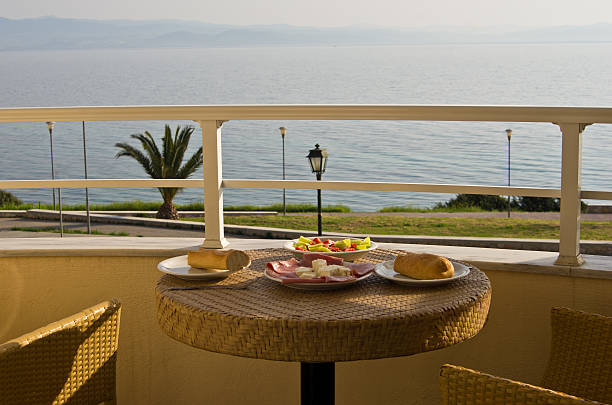 istock Breakfast at the balcony by the sea 504033361