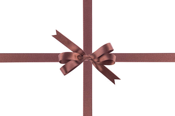 istock Brown ribbon with a bow on  white background 504034067