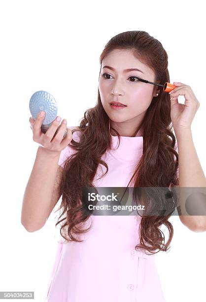 Woman Face With Mascara Brush Stock Photo - Download Image Now - Adult, Adults Only, Applying