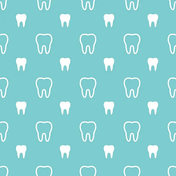 Vector illustration of White teeth on turquoise background.