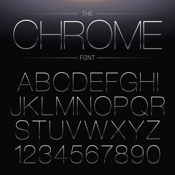 Thin Chrome Font Thin Chrome Font. Vector Metallic Alphabet computer icon symbol set alphabet stock illustrations