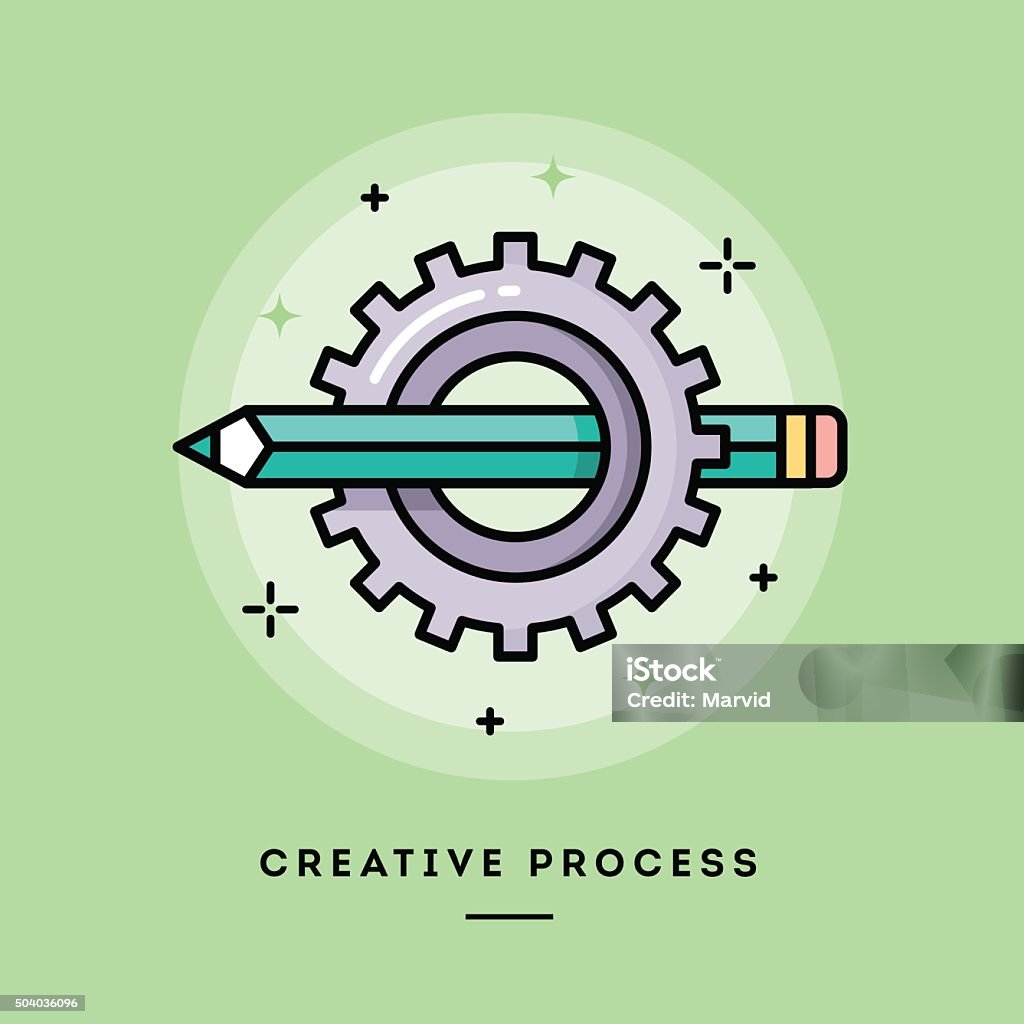 Creative process, flat design thin line banner Creative process, flat design thin line banner, usage for e-mail newsletters, web banners, headers, blog posts, print and more Contented Emotion stock vector