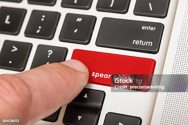 Spear Phishing Key On A Red Computer Key Stock Photo - Download Image Now - Phishing, Antivirus Software, Black Color