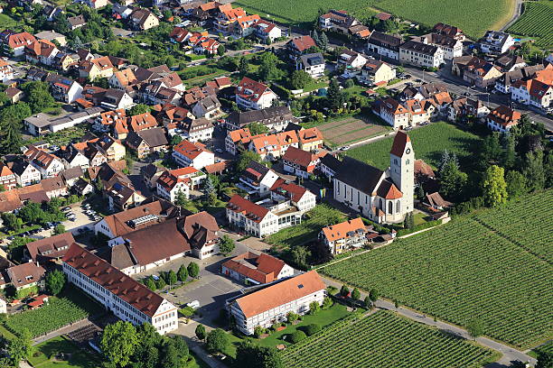 Aerial view of Hagnau. Landscape on Lake Constance near Meersburg/Germany