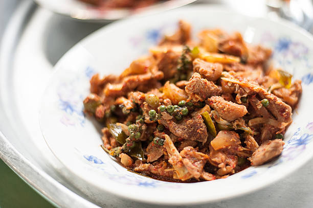 istock Dried red pork coconut curry 504036577