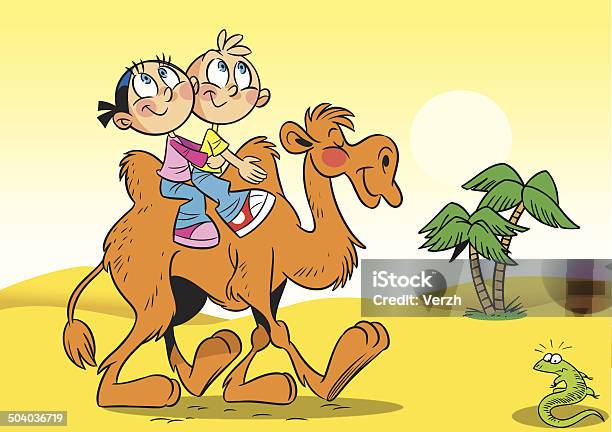 Children Traveling On A Camel Stock Illustration - Download Image Now - Camel, Desert Area, Adult