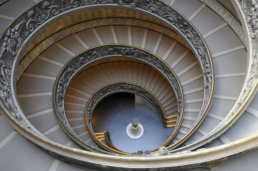 Vatican City, Vatican City State - March 6, 2015: Staircase of the Vatican Museums without people. March 6, 2015 Vatican City, Vatican City State