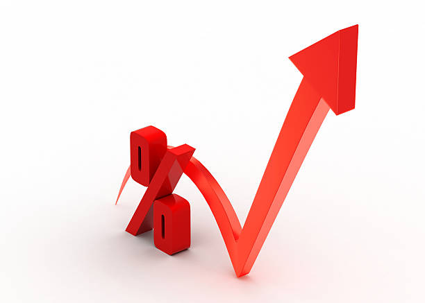 istock Percentage sign  with growing arrow 504037208