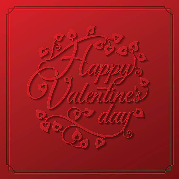 istock Valentine's Day Greeting Card on red background with hearts. 504040392