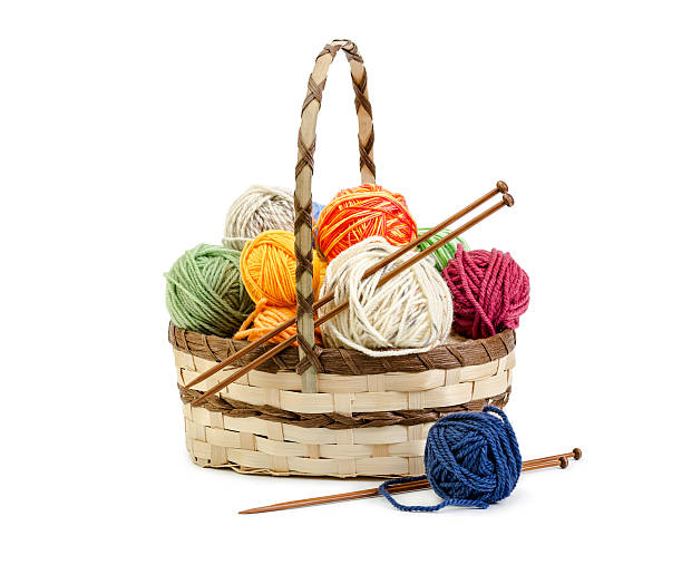 istock Wicker basket with balls of yarn 504041084