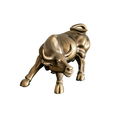 Brass Miniature Bull souvenir on white background