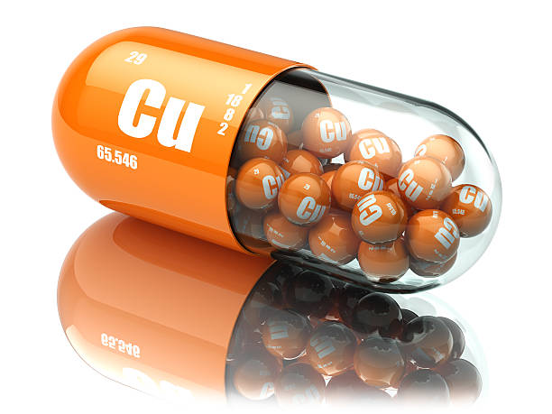 istock Pills with copper cuprum Cu element. Dietary supplements. Vitami 504043118